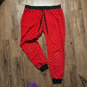 Cute y2k red and black heart print pj sweat pants
